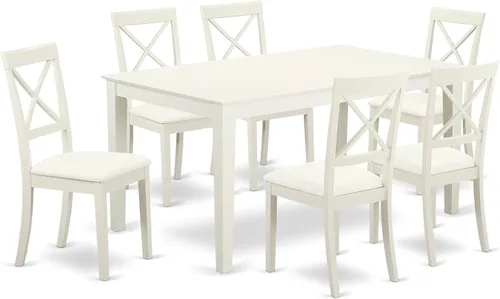 Miniatura 12 de East West Furniture CABO5-LWH-LC - Juego de mesa de comedor moderno de 5 piezas, incluye una mesa rectangular de madera y 4 sillas de comedor