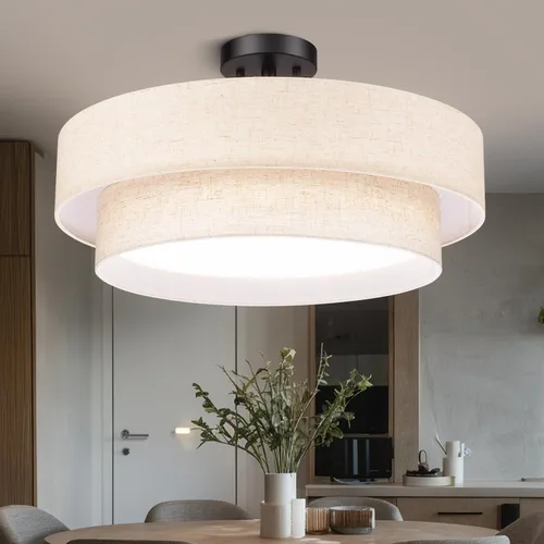 Miniatura 12 de Hamilyeah Lámpara de techo LED de montaje empotrado con pantalla de tela, accesorio de iluminación de cocina de 12 pulgadas, montaje de techo 5CCT
