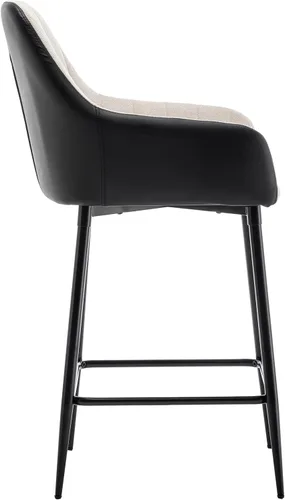 Miniatura 4 de BTEXPERT Juego de 2 sillas de bar tapizadas de alta calidad Earth Tone de 25 pulgadas con respaldo alto, tela beige acolchada con piel sintética