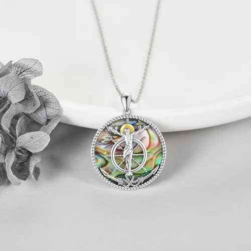 Miniatura 3 de ONEFINITY St MichaelNefertitiAnubisAnkhMaryMedusaJesusLolita Skull Necklace 925 Sterling Silver Angel Pendant New Years Necklace Jewelry Gifts for