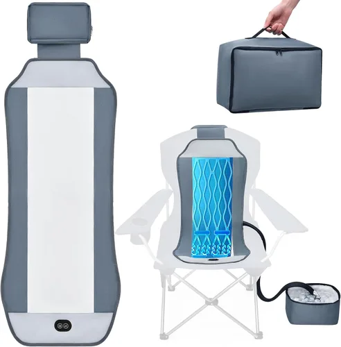 Miniatura 17 de Silla de campamento reclinable, silla plegable ajustable con respaldo de 100° a 140°, marco en X resistente que soporta 265 libras, respaldo