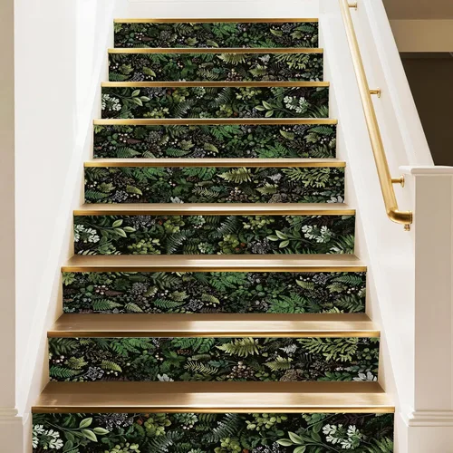 Miniatura 13 de PLIGREAT 15 tiras de calcomanías de espiga para escaleras, calcomanías de 7.1 x 39 pulgadas, calcomanías autoadhesivas de vinilo colorido a cuadros
