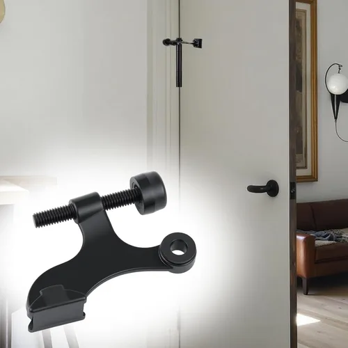 Miniatura 7 de HOME MASTER HARDWARE Tope de puerta con pasador de bisagra, paquete de 12 topes de puerta ajustables de color negro mate con puntas de parachoques