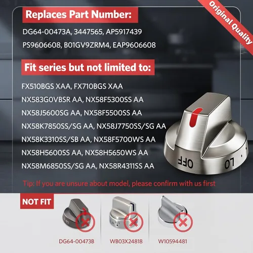 Miniatura 3 de DG64-00473A - Perillas de estufa y de horno, mando de control de quemador de gas, compatibles con reemplazo de perilla de estufa Samsung