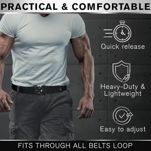 Miniatura 4 de TECEUM Tactical Belt – Heavy-Duty & Quick Release – Military, Work, Rigger, Duty & Utility Belt for Men