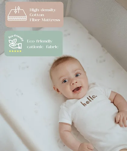 Miniatura 5 de Fodoss Cuna para Bebé al Lado de la Cama - Cuna con Malla Completa al Lado de la Cama con Ruedas, Cuna para Bebé Ajustable en 7 Alturas