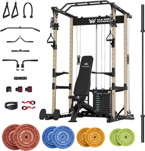 Miniatura 20 de MAJOR FITNESS Drone1 Power Cage - Rack de potencia multifunción para gimnasio en casa, estante para sentadillas, sistema de cruce de cables