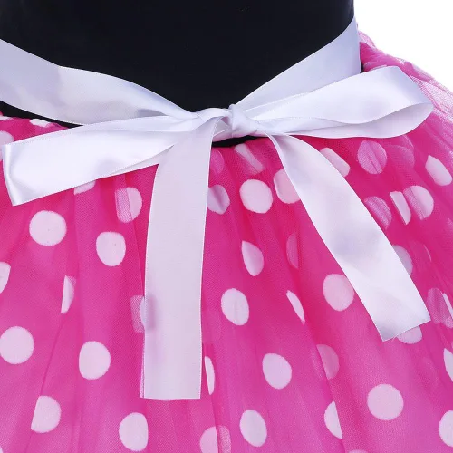 Miniatura 4 de Vestido de ballet empalmado de tul a lunares para niñas pequeñas, con lazo, diadema para fiesta de cumpleaños, vestido tutú de princesa 1-6T