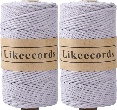 Miniatura 34 de Likeecords Cordón de algodón para macramé de 3mm x 100 metros, hilo torcido de 3 hebras, cuerda de macramé, hilo de algodón para macramé, cuerda