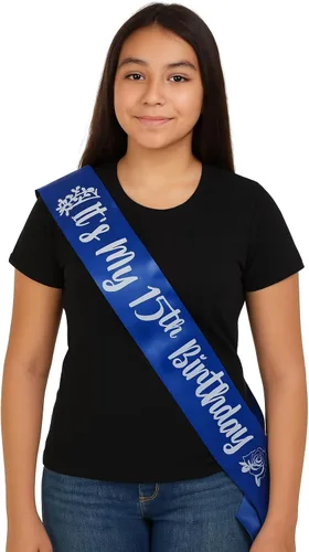Miniatura 8 de It's My 15th Birthday Gifts for Teenage Girl Quince Anos - Banda de fiesta de quinceañera, banda rosa con extremos ajustables, viene con corona