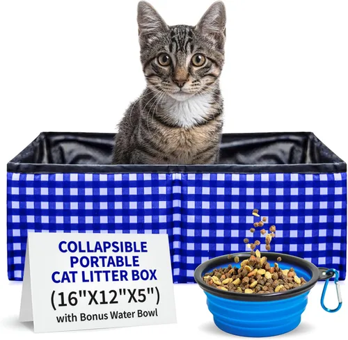 Miniatura 9 de Pet Fit For Life - Vibrante caja de arena plegable para gatos - Portátil, plegable, diseño compacto con cuenco de agua adicional - Ideal para coche