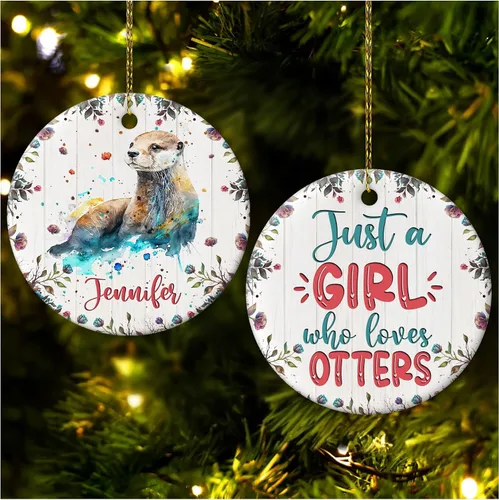 Miniatura 32 de Hyturtle Adorno de Navidad personalizado para los amantes de los osos, adorno de cerámica con nombre personalizado de Just A Girl Who Loves Bears