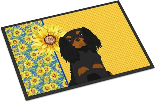 Miniatura 168 de Caroline's Treasures WDK5313MAT Airedale Terrier - Tapete para puerta delantera de 18 x 27 pulgadas, diseño de girasoles de verano, para entrada