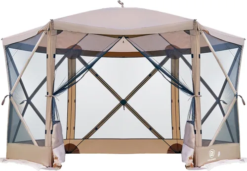 EVER ADVANCED Gazebo Emergente Casa con Pantalla Tienda para Acampar 11.5 pies para 8-10 Personas Refugio Portátil Instantáneo tipo Carpa con Malla