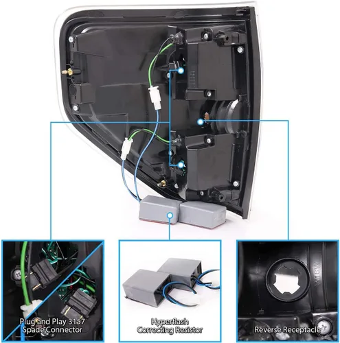 Miniatura 5 de AmeriLite - Juego de luces LED de repuesto para luces traseras y de freno, color negro, para Ford F-150 09-14, lado del pasajero y del conductor
