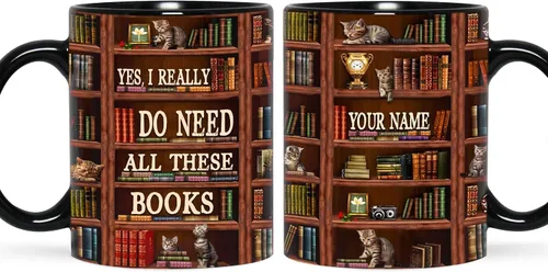 Miniatura 9 de B62112 - Taza de bibliotecario personalizada, motor de búsqueda original, estante de biblioteca, taza para amantes de los libros, color negro, 11