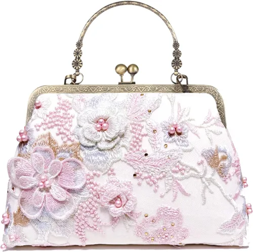 Miniatura 2 de Abuyall Bolso floral con asa superior, bolso de noche Kiss Lock para mujer, bolso vintage