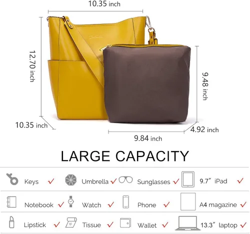 Miniatura 3 de BOSTANTEN - Bolsos de cuero al hombro tipo balde para mujer