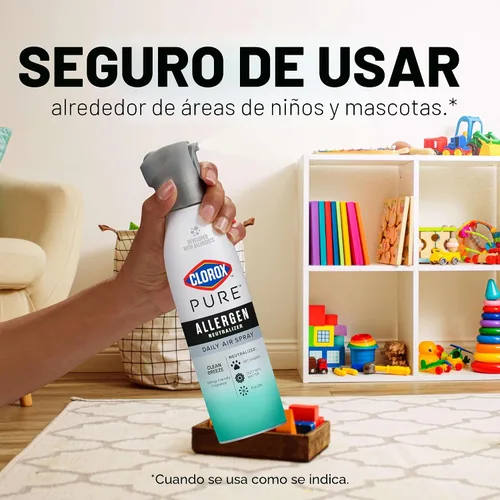 Miniatura 9 de Clorox Pure Neutralizador de alérgenos en aerosol diario, brisa limpia, 8 onzas