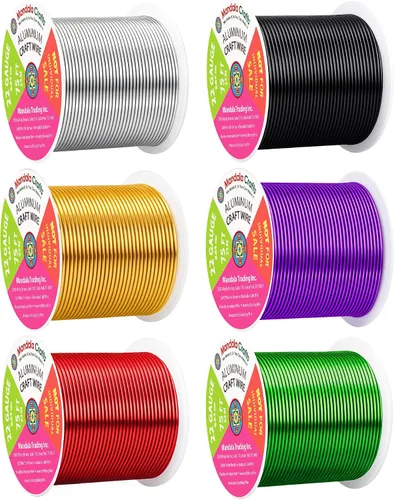 Miniatura 9 de Mandala Crafts - Alambre de aluminio anodizado de 8 calibre para hacer joyas - 9.75 m de alambre flexible negro colorido - Flexible para bonsái