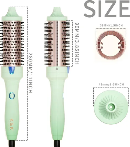 Miniatura 9 de K&K Cepillo 40, cepillo térmico para aspecto de soplado, cepillo redondo iónico de 1 1/2 pulgadas que hace que el cabello sea más suave, cepillo
