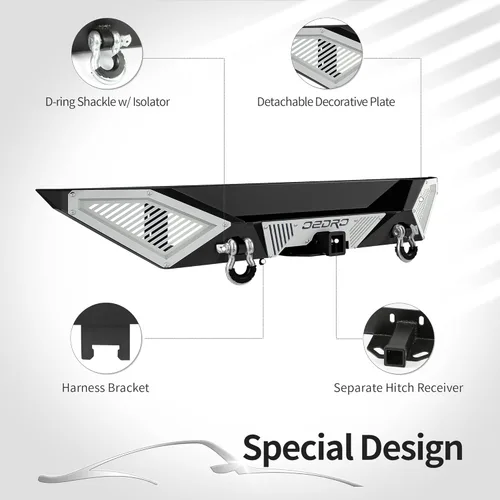 Miniatura 4 de OEDRO Parachoques delanteros y traseros, compatibles con Jeep Wrangler JK y Unlimited 2007-2018, parachoques Rock Crawler con montaje de placa