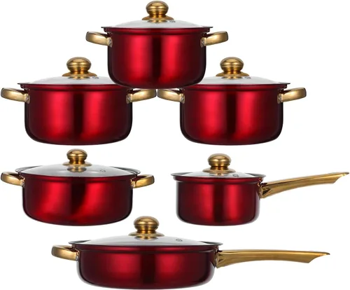 Toyvian Juego de ollas y sartenes de acero inoxidable: utensilios de cocina de acero inoxidable compatibles con inducción, ollas y sartenes