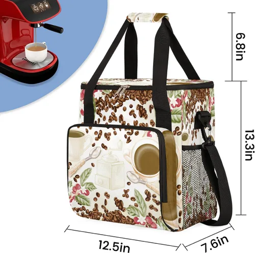 Miniatura 2 de Bolsa de transporte con diseño de acuarela para cafetera de granos de café, bolsa tote de almacenamiento y viaje para café, compatible con cafetera