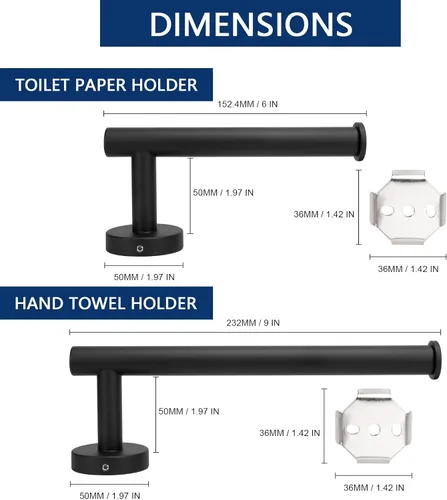 Miniatura 2 de NearMoon Soporte para papel higiénico de baño + toallero de mano, juego de 2 piezas de accesorios de baño, soporte para rollo de papel higiénico