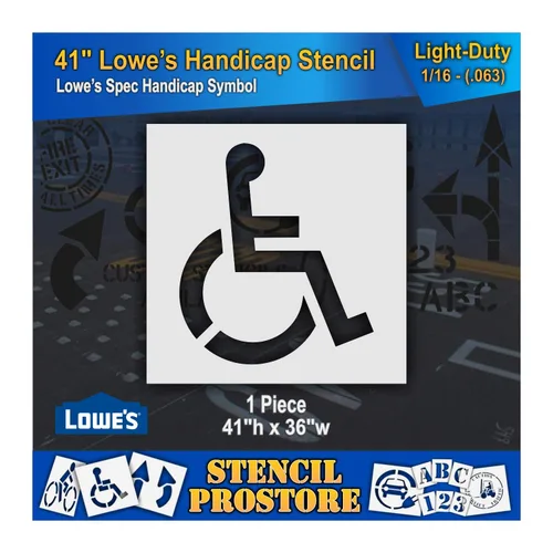 Plantillas para minoristas – Lowes – Plantilla para discapacitados de 41 pulgadas – 36 x 41 pulgadas x 1/16 pulgadas (63 mil) – Ligero