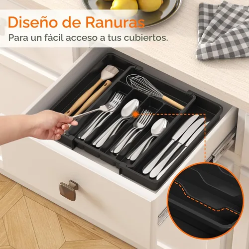 Miniatura 7 de Lifewit Organizador de cajones de cubiertos, bandeja expandible para utensilios de cocina, soporte para vajilla y cubiertos libre de BPA