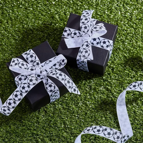 Miniatura 5 de Boao 1 cinta de fútbol de 25 yardas, diseño deportivo de grogrén, patrón de fútbol con cable para envoltura de paquetes de regalo, diseño floral