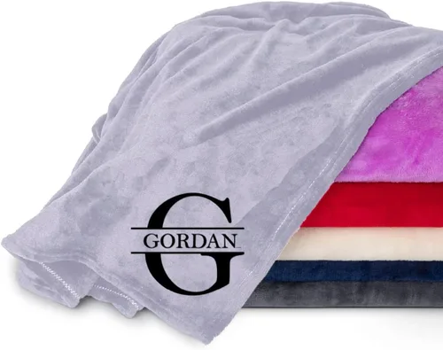 Mantas personalizadas de pasión con nombre personalizado e inicial monograma - Súper suaves y acogedoras de forro polar - Manta personalizada unisex