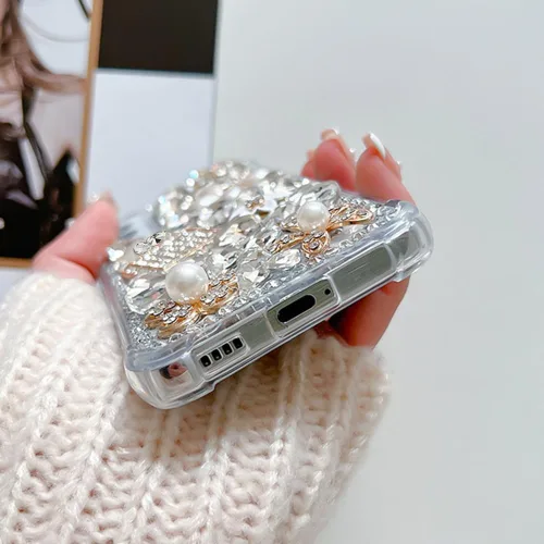 Miniatura 3 de Funda de lujo para Samsung Galaxy S22 Plus con purpurina brillante a prueba de golpes, esquinas bonitas, diseño de diamantes de imitación de cristal