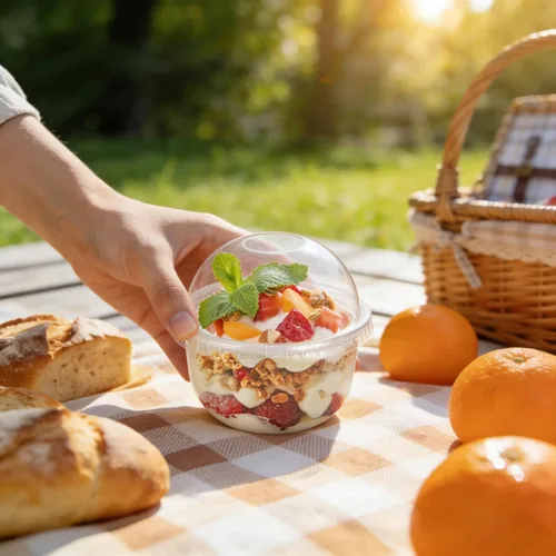 Miniatura 5 de Pumtus Paquete de 100 tazas de plástico de postre de 8 onzas con tapas de cúpula, tazas de yogur transparente sin agujeros, vasos desechables