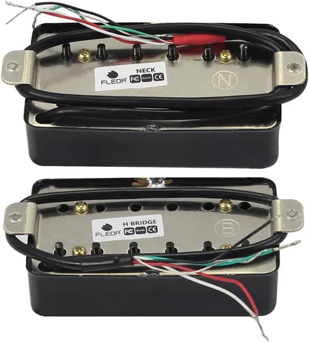 Miniatura 4 de FLEOR Juego de pastillas de guitarra Humbucker cerámica para cuello + puente de guitarra negra compatible con guitarra eléctrica estilo LP Juego