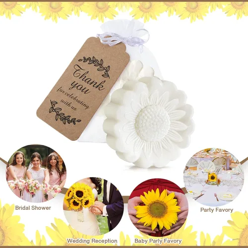 Miniatura 3 de Juego de 25 mini jabones de girasol para regalos de fiesta de boda, regalos de despedida de soltera, jabón de baby shower, regalos para invitados