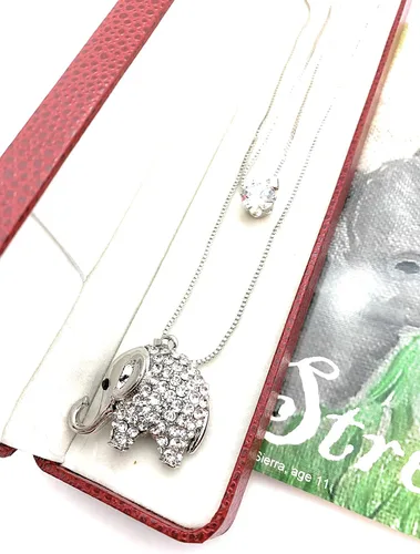 Miniatura 6 de Smiling Wisdom - Conjunto de regalo de collar y tarjeta de felicitación de elefante animal - Mujer - (Elefante de 2 hilos), Papel, aleación de zinc