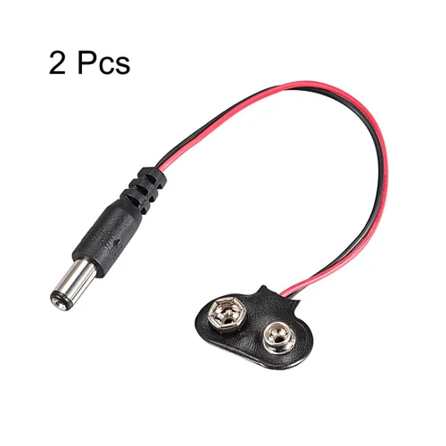 Miniatura 4 de uxcell A11030700ux0045 2 piezas 0.083x0.217 in macho DC conector de alimentación a botón de batería de 9 V Cable conector (paquete de 2)