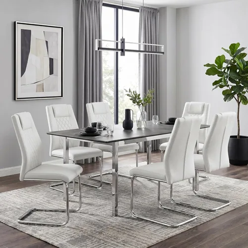 Miniatura 23 de gopop Juego de 4 sillas de comedor, modernas sillas de cocina y comedor con patas de metal galvanizado, sillas laterales tapizadas para comedor