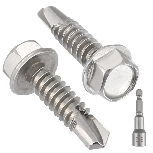 Miniatura 37 de VGBUY 170 tornillos autoperforantes para metal, tornillos autorroscantes de chapa metálica de acero inoxidable 410 #10 x 3/4 pulgadas, tornillos