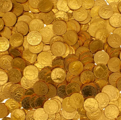 Miniatura 4 de Monedas de oro de chocolate con leche de 1 libra en una bolsa de King Of Sweets resellable a granel