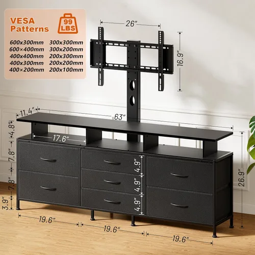Miniatura 3 de REAHOME Soporte de TV con Soporte, Centro de Entretenimiento de 63" para Televisores de 32/45/55/60/65/70 pulgadas, Mesa Consola Multimedia con 7