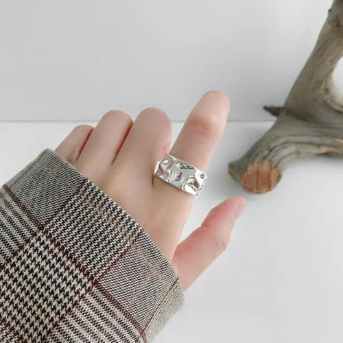 Miniatura 32 de Anillo de plata de ley 925, minimalista, ajustable, hecho a mano, para mujeres y niñas