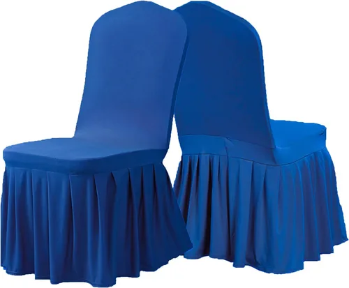 Miniatura 4 de Dimatic Juego de 2 fundas elásticas para sillas de comedor, fundas Parsons con falda, de elastano súper ajuste, funda protectora de asiento para Azul