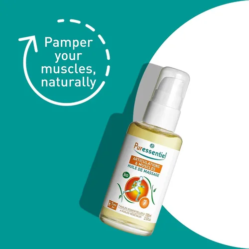 Miniatura 3 de Puressentiel Aceite de masaje orgánico relajante muscular con árnica y gaulteria – Aceite de aromaterapia para tensión muscular – Sin alcohol, a