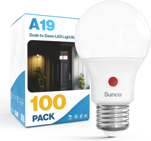 Miniatura 9 de Sunco - Paquete de 10 bombillas LED para exteriores del atardecer al amanecer A19, fotocélula automática para iluminación exterior, 800 LM, 9 W
