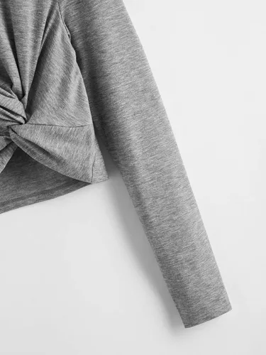 Miniatura 4 de SweatyRocks - Camisa recortada de manga larga para mujer, blusa de estilo casual