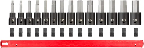 Miniatura 2 de TEKTON SIB92101 - Juego de llaves de vaso de impacto hexagonal de 1/2 pulgada con riel, 14 piezas (0.236-0.748 in)