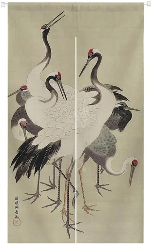 Miniatura 14 de Ofat Home Cortina Japonesa Noren para Entrada Tapiz, Artística La Obra Maestra Flor de Albaricoque Almendra Cocina Dormitorio Baño Divisor de Puerta